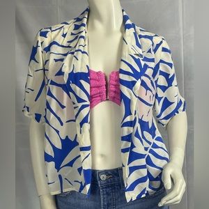 Vintage 80s blue & white Hawaiian shirt
